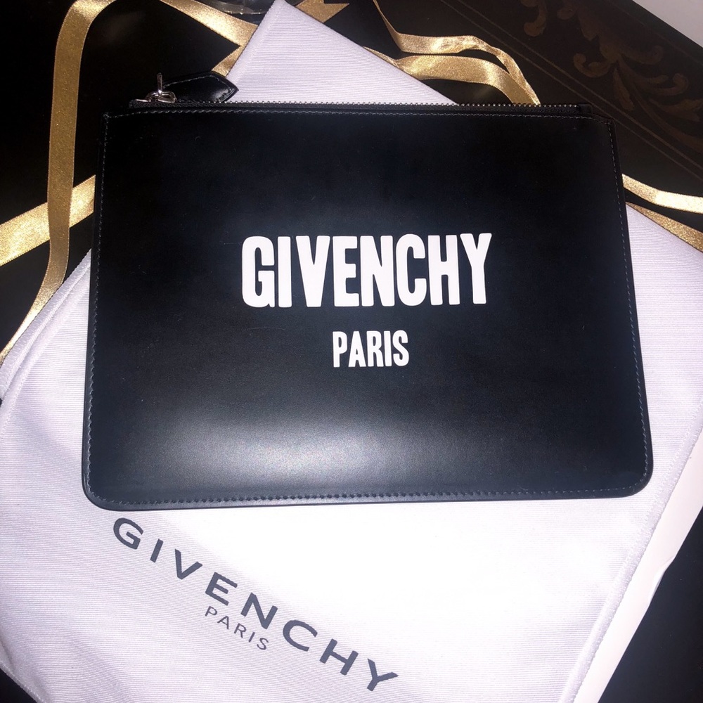 Givenchy Paris Logo Print Clutch